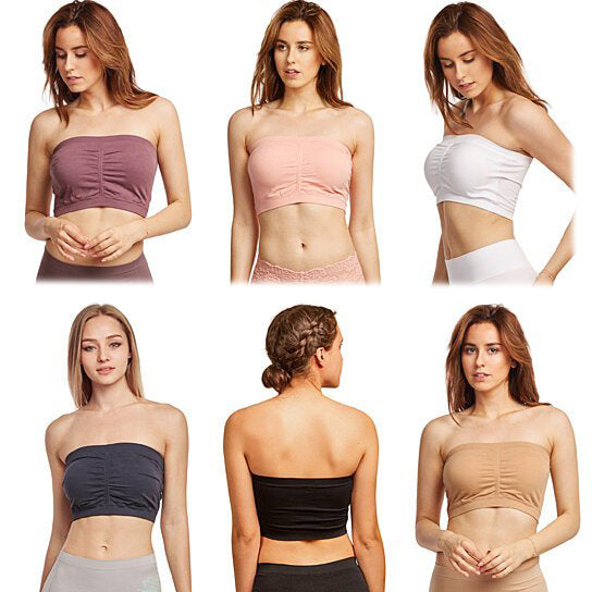 6-Pack: Women's Seamless Bandeau Tube Padded Bralettes Cheap Sale Outlet Locations