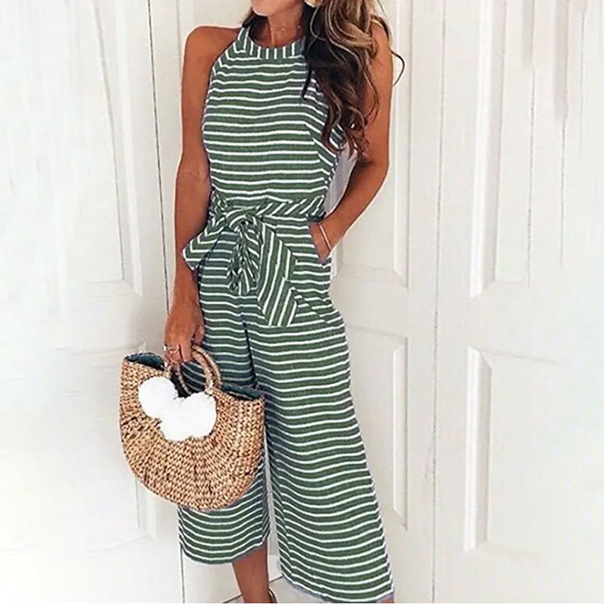 Women's Solid Color Crew Neck Casual Jumpsuit Cheap Sale New Arrival