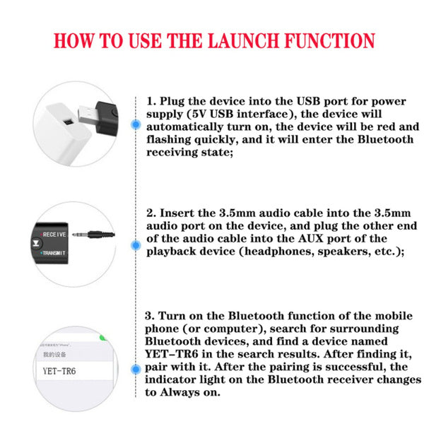 2-Piece: 2-in-1 USB Wireless Bluetooth Adapter 5.0 Transmitter Free Shipping 100% Guaranteed