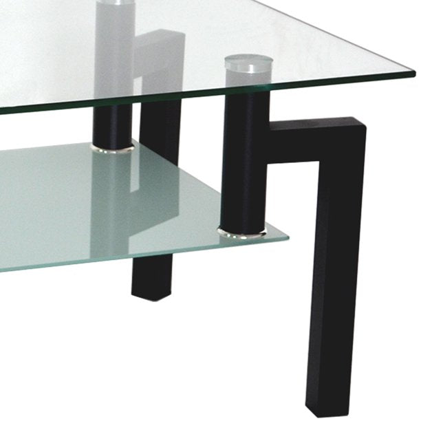 Rectangular Tempered Metal Tube Leg Living Room Glass Coffee Table Free Shipping Big Sale