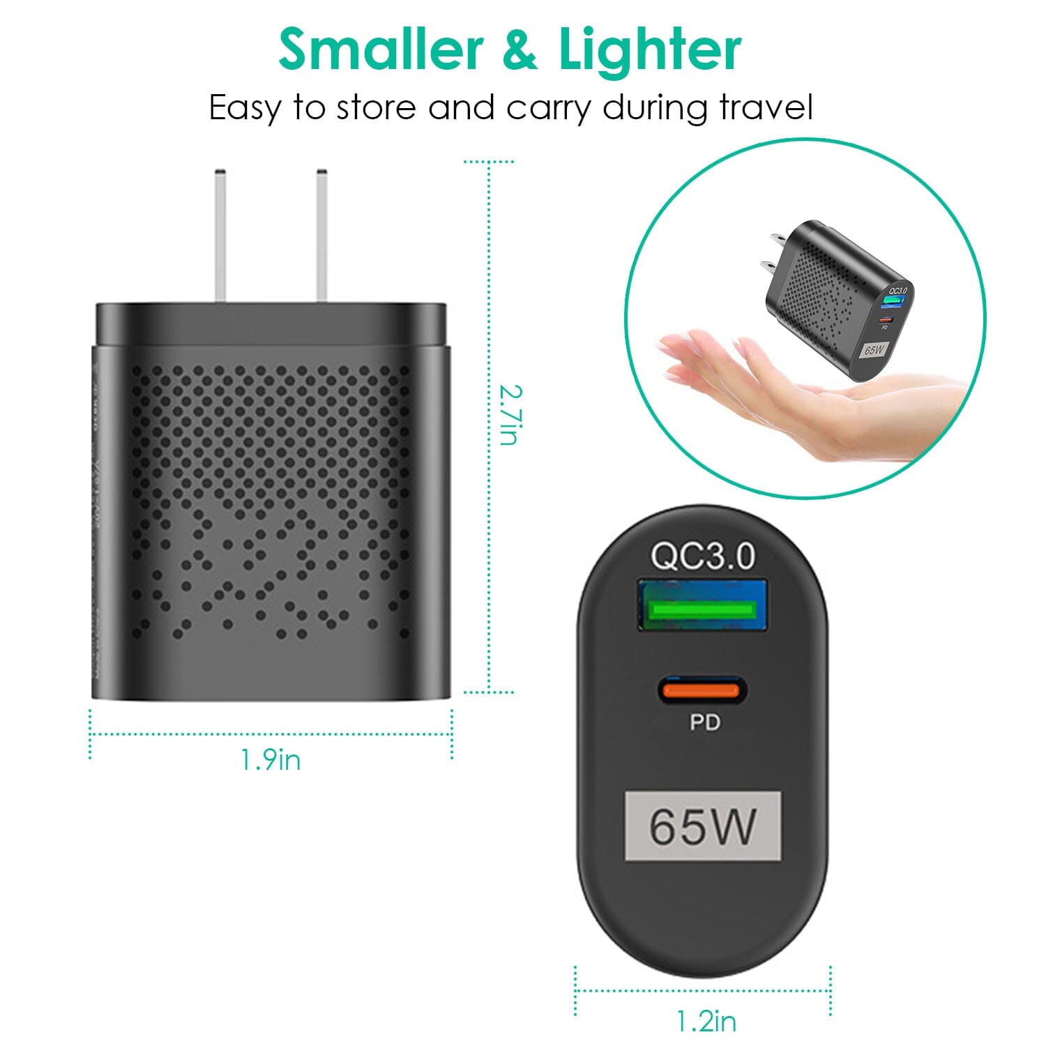 65W Type C Fast Wall Charger PD QC3.0 Adapter Top Quality Sale Online