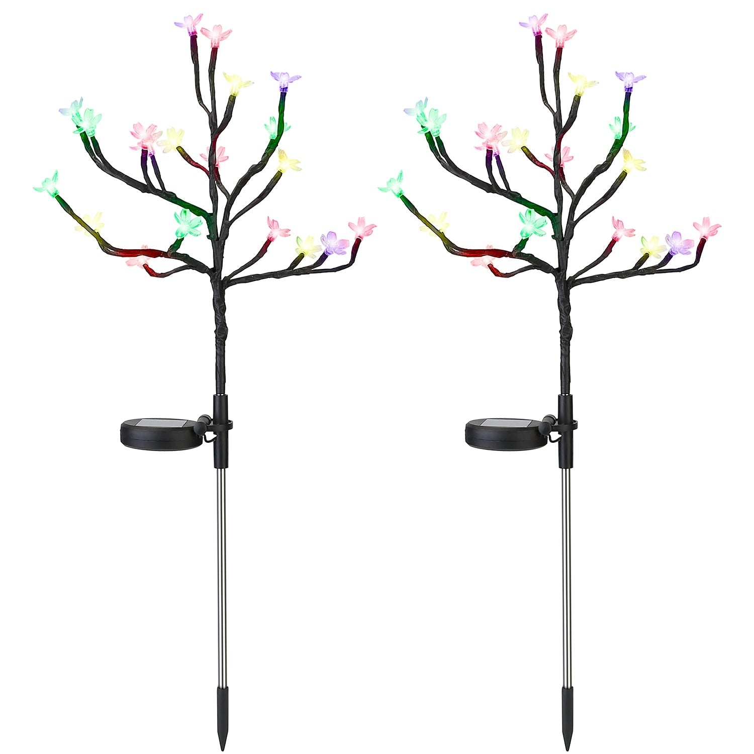 2-Piece: Outdoor Solar Light Cherry Blossom Flower Landscape Light Clearance 2025