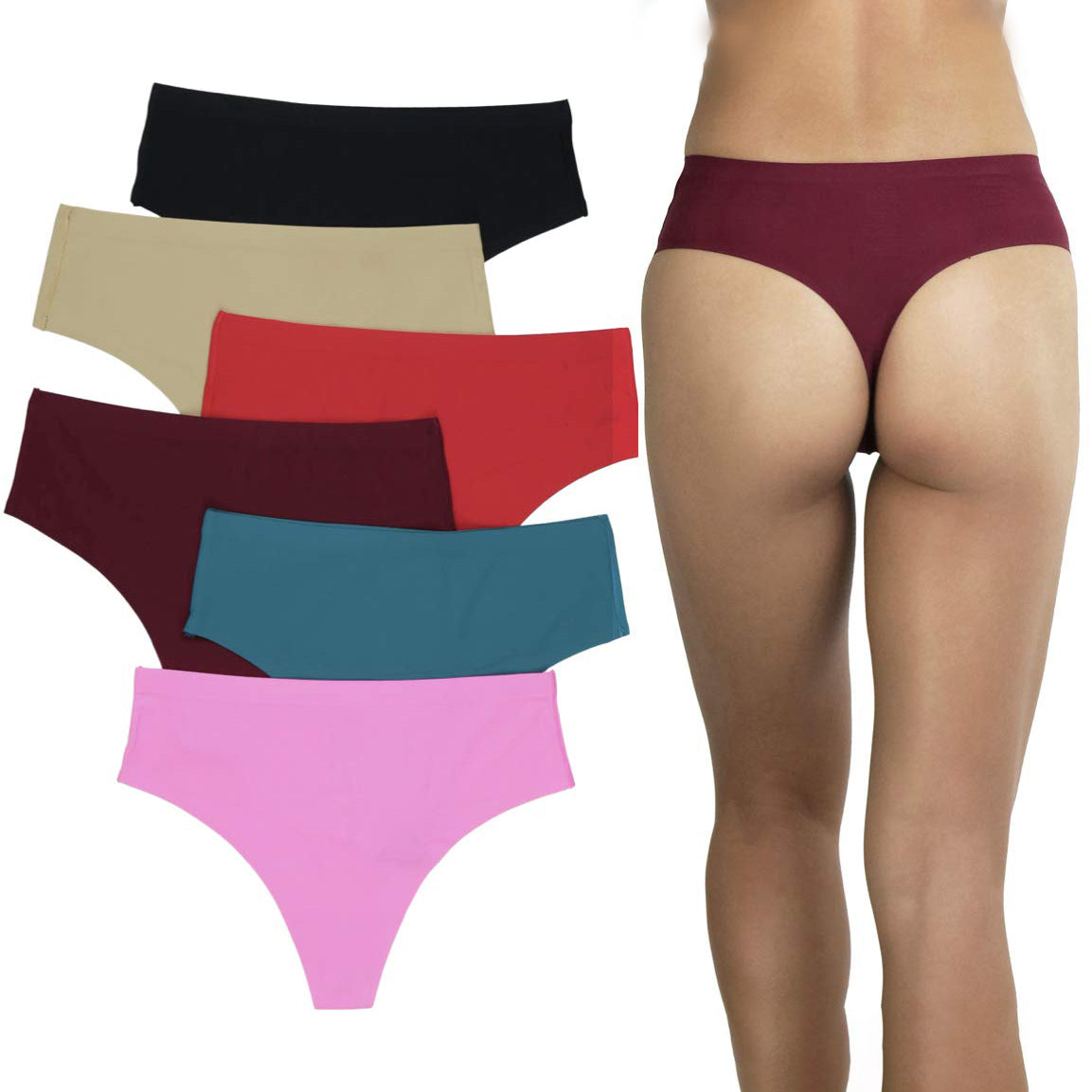 6-Pack: ToBeInStyle Women's Laser Cut Thong Panties From China