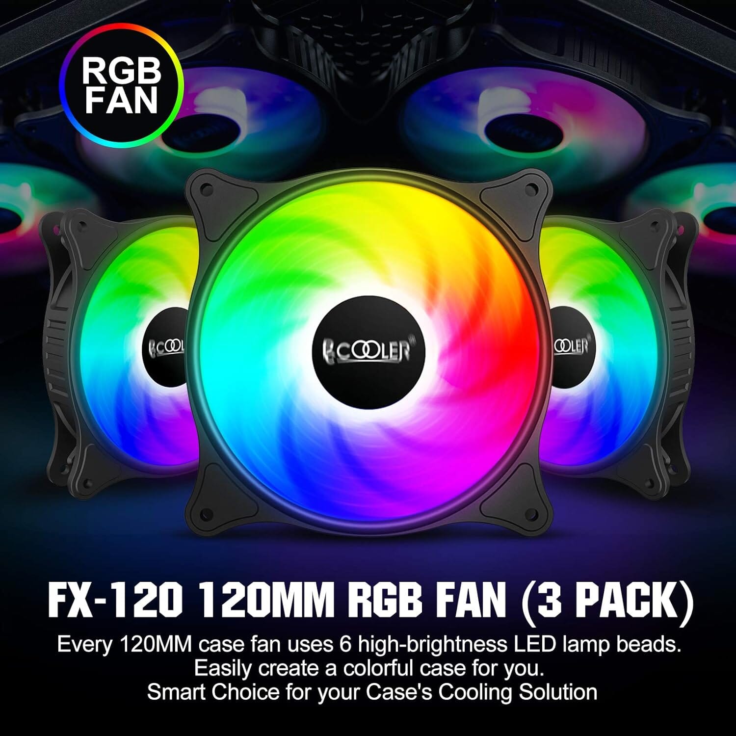 PCCOOLER 120MM Case Fan 3 Pack FX120 High Performance Cooling PC Fans  (Refurbished) Discount Supply