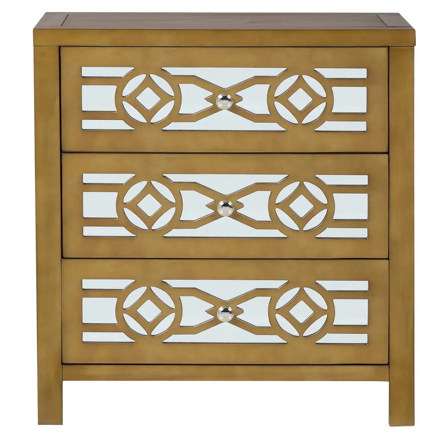 Mirrored Carved Pattern Modern Gold Finish Bedroom Nightstand Sale With Mastercard