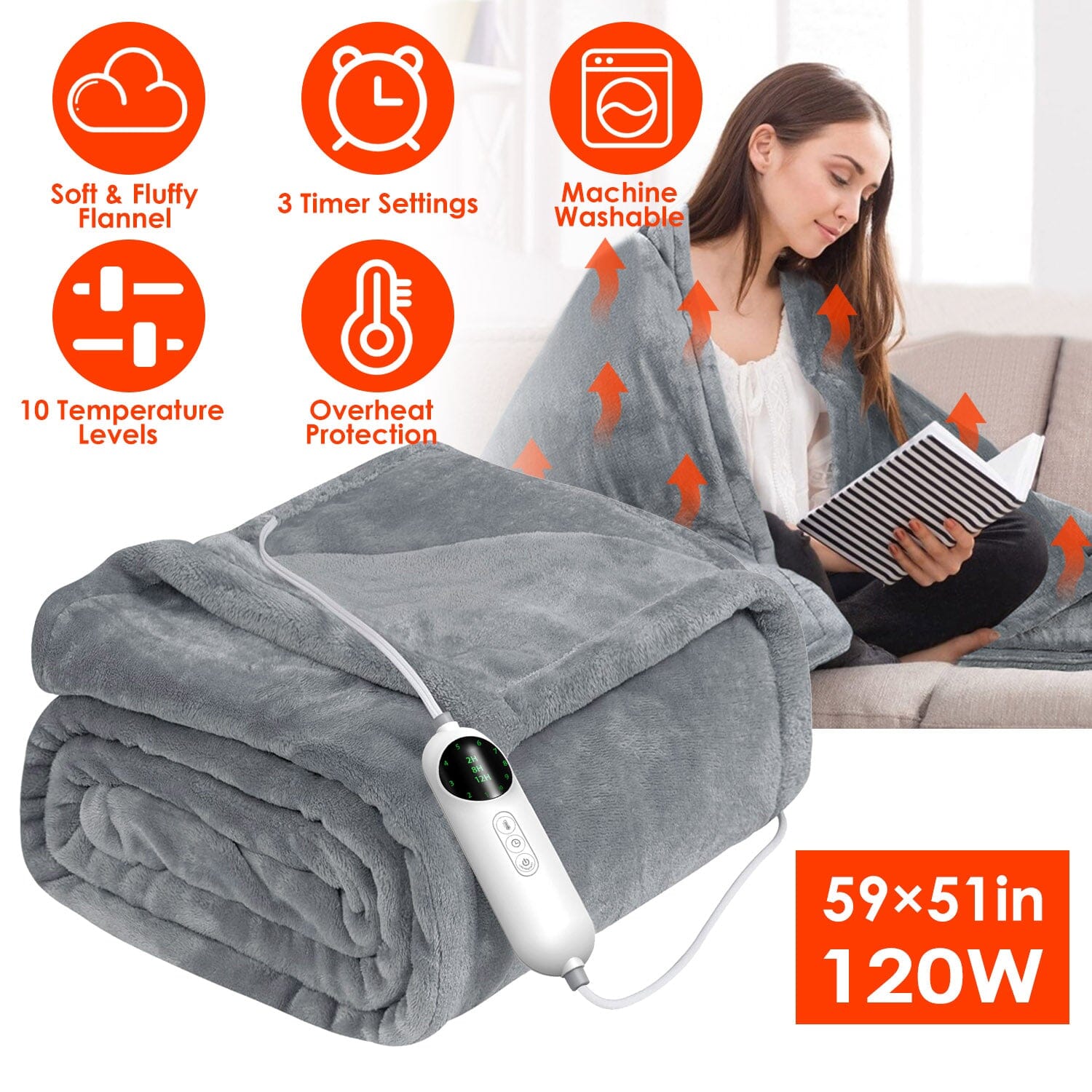 Electric Heated Throw Flannel Heated Blanket Reliable Sale Online