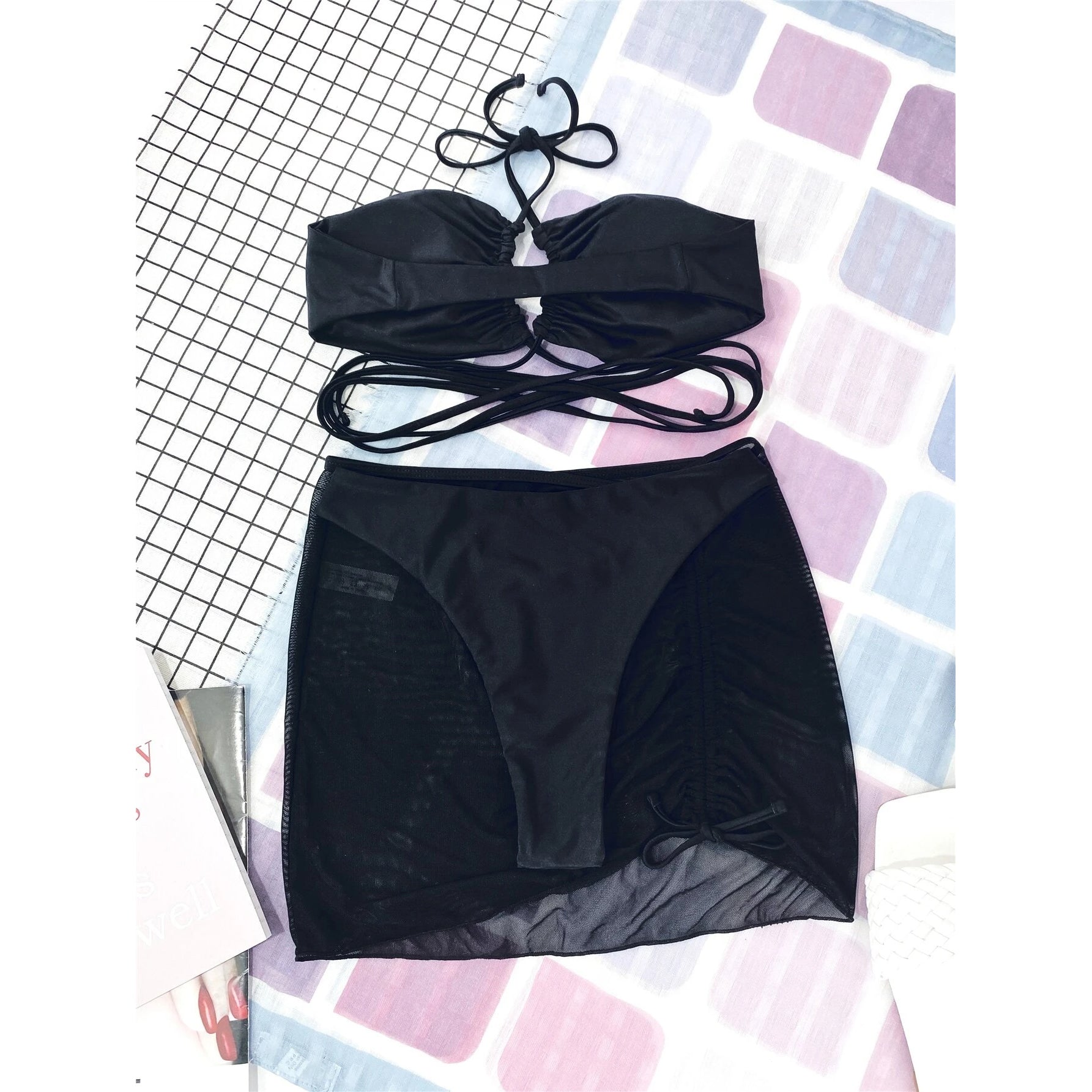 3-Pack: Criss Cross Halter Bikini Swimsuit & Beach Skirt Discount Codes Really Cheap