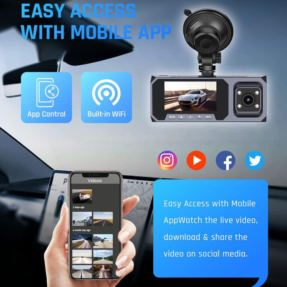 Dual Dash Cam WiFi with App FOCUWAY 1080P Front and Inside Dash  (Refurbished) Cheap Excellent