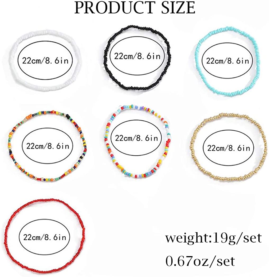 7-Pieces Set: Women's Hand Beaded African Anklet Fashionable Cheap Online