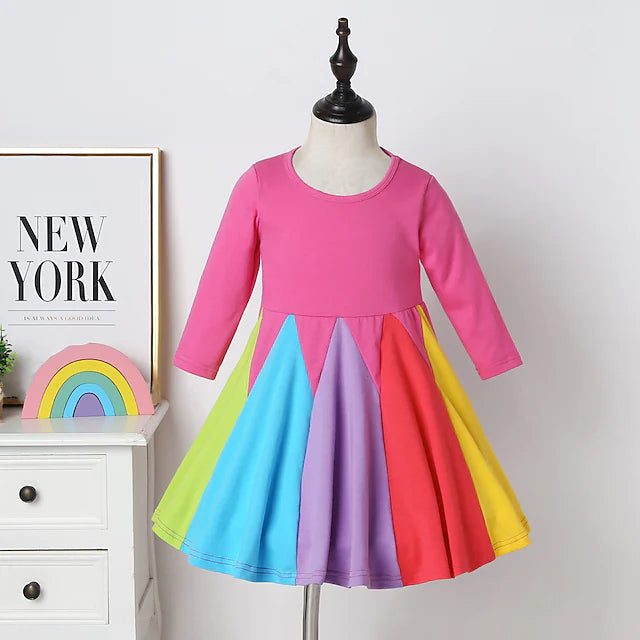 Girls' Rainbow Casual Dress Original Cheap Pice