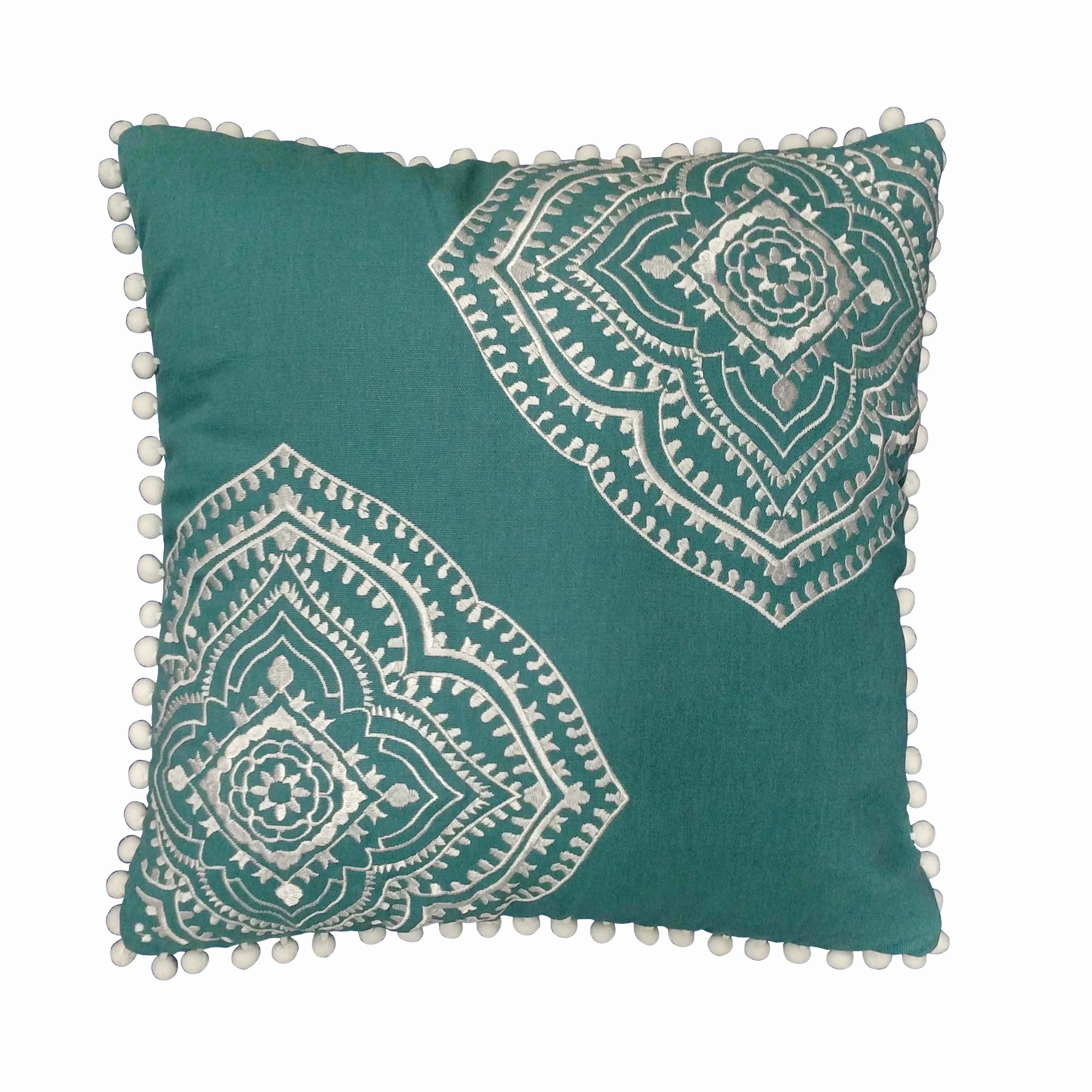 Brooklyn Flat Valencia Embroidered Pom Pom Decorative Pillow Outlet Fashion Style
