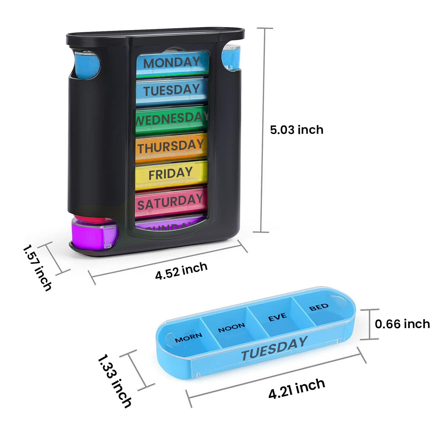 4 Times A Day, Black 7 Day Stackable Daily Pill And Medicine Organizer Buy Cheap Shop