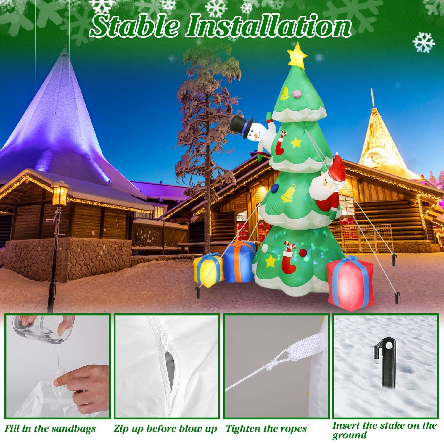 Christmas Tree Inflatable Decoration with LED Light Built-in Air Blower Discount Footaction