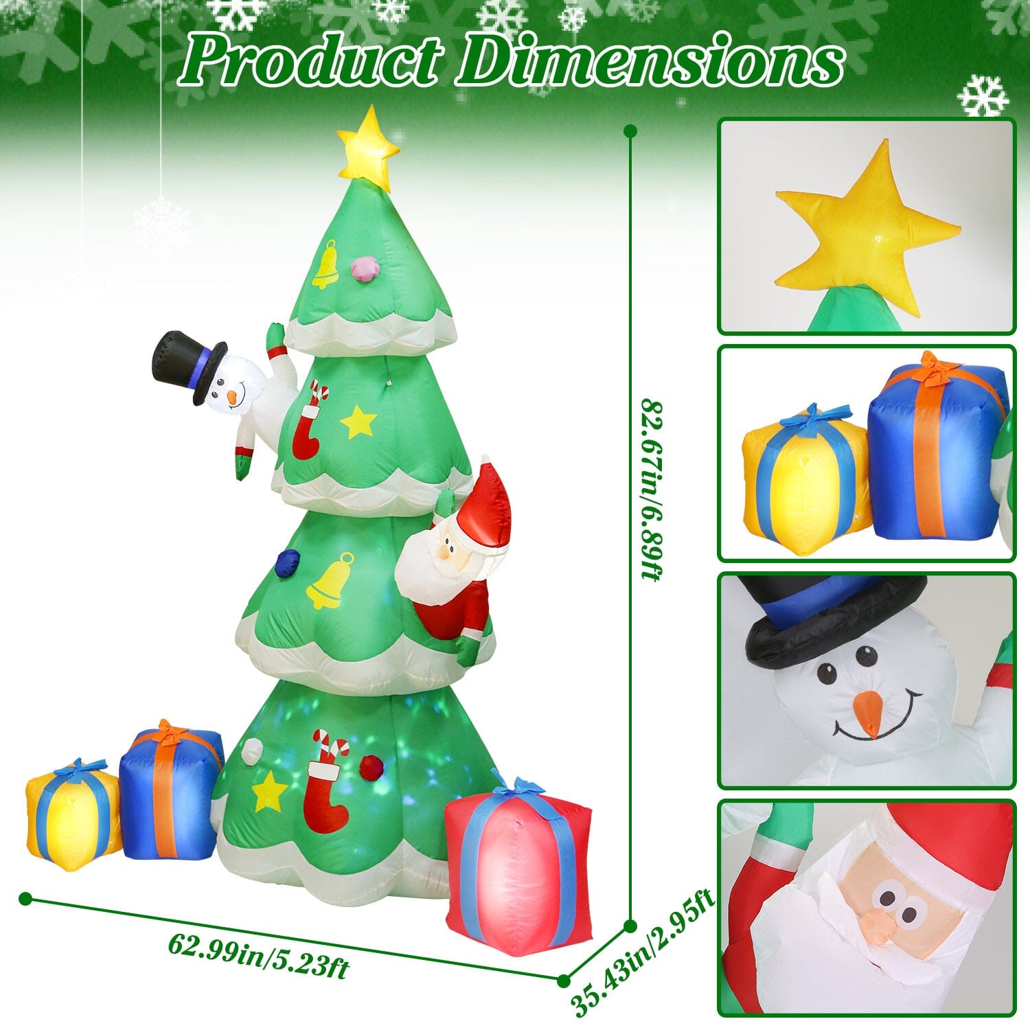 Christmas Tree Inflatable Decoration with LED Light Built-in Air Blower Discount Footaction