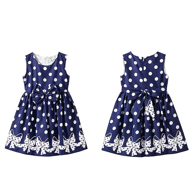 Little Girls' Dress Sundress Polka Dot Casual Lace Trims Print Factory Outlet Cheap Pice