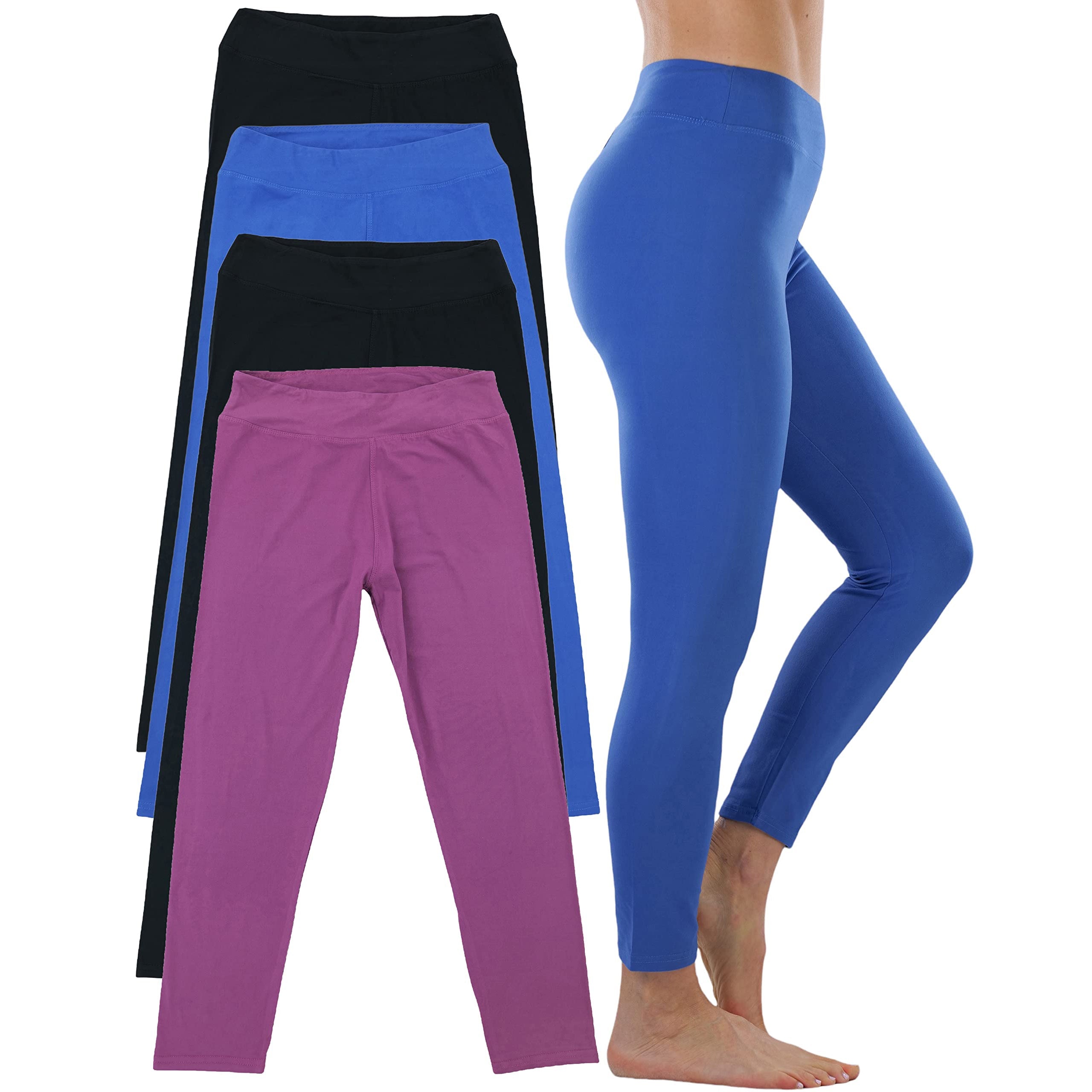 4-Pack: ToBeInStyle Women's Full Length High Waisted Stretchy Microfiber Leggings Low Pice Fee Shipping Online