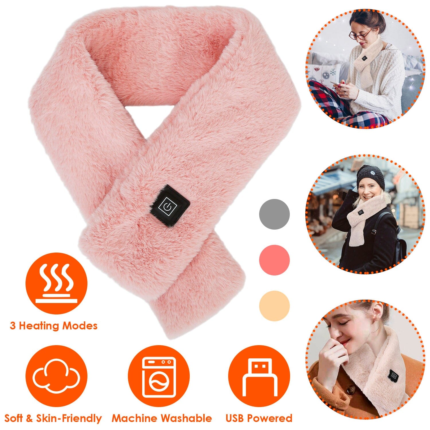 Electric Heated Scarf USB Heating Neck Shawl Soft Warm Scarves with 3 Heating Modes Cheap Brand New Unisex