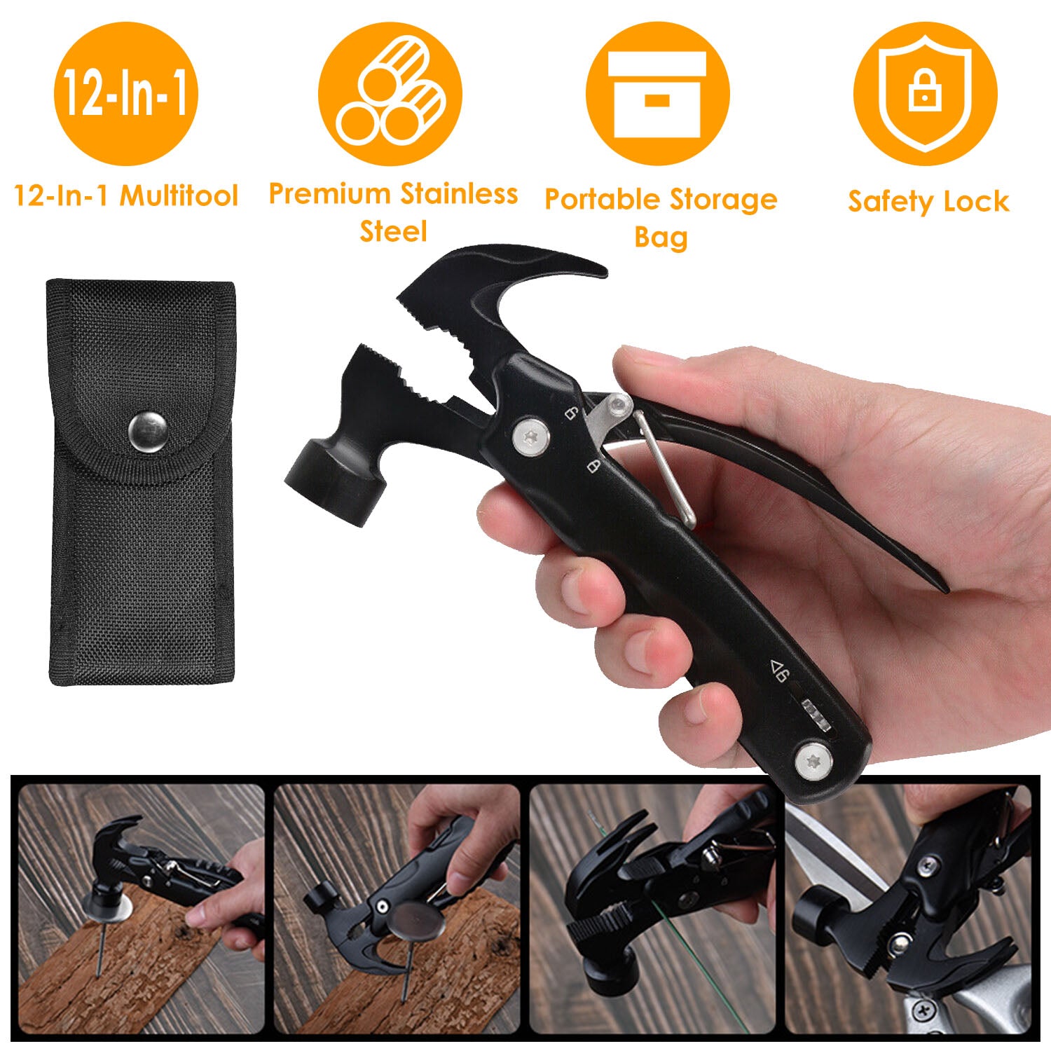 12-in-1 Stainless Steel Portable Hammer Multitool Outlet Footaction