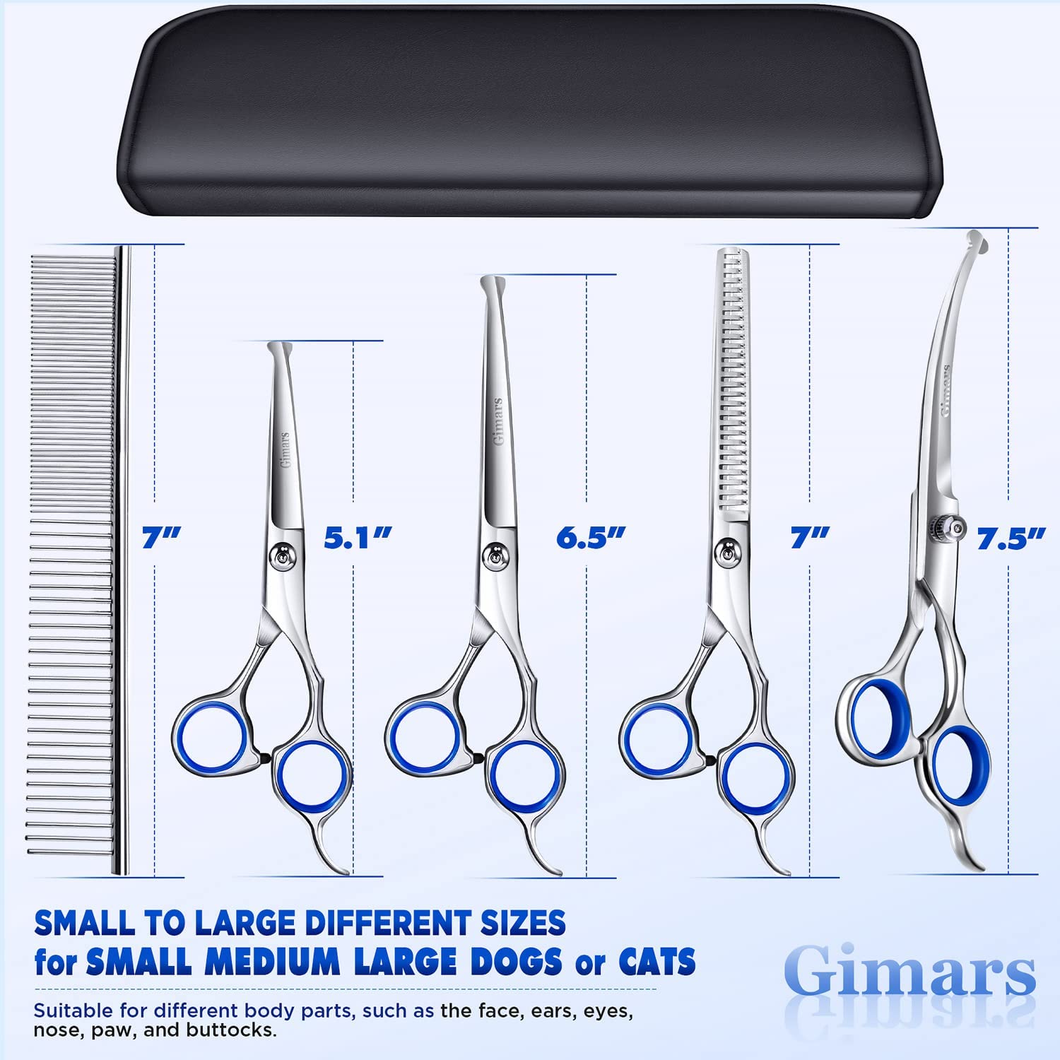 Gimars 6-in-1 Professional Stainless Steel Safety Pet Grooming Scissors New Arrival For Sale