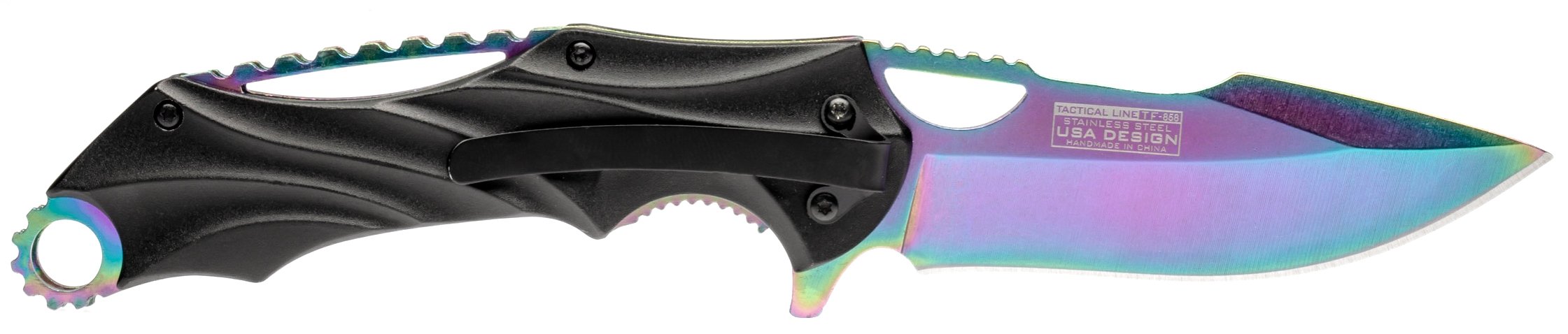 Tac-Force Spring Assisted Knife, 4 Rainbow Blade, Aluminum Handle - TF-858RB Inexpensive For Sale