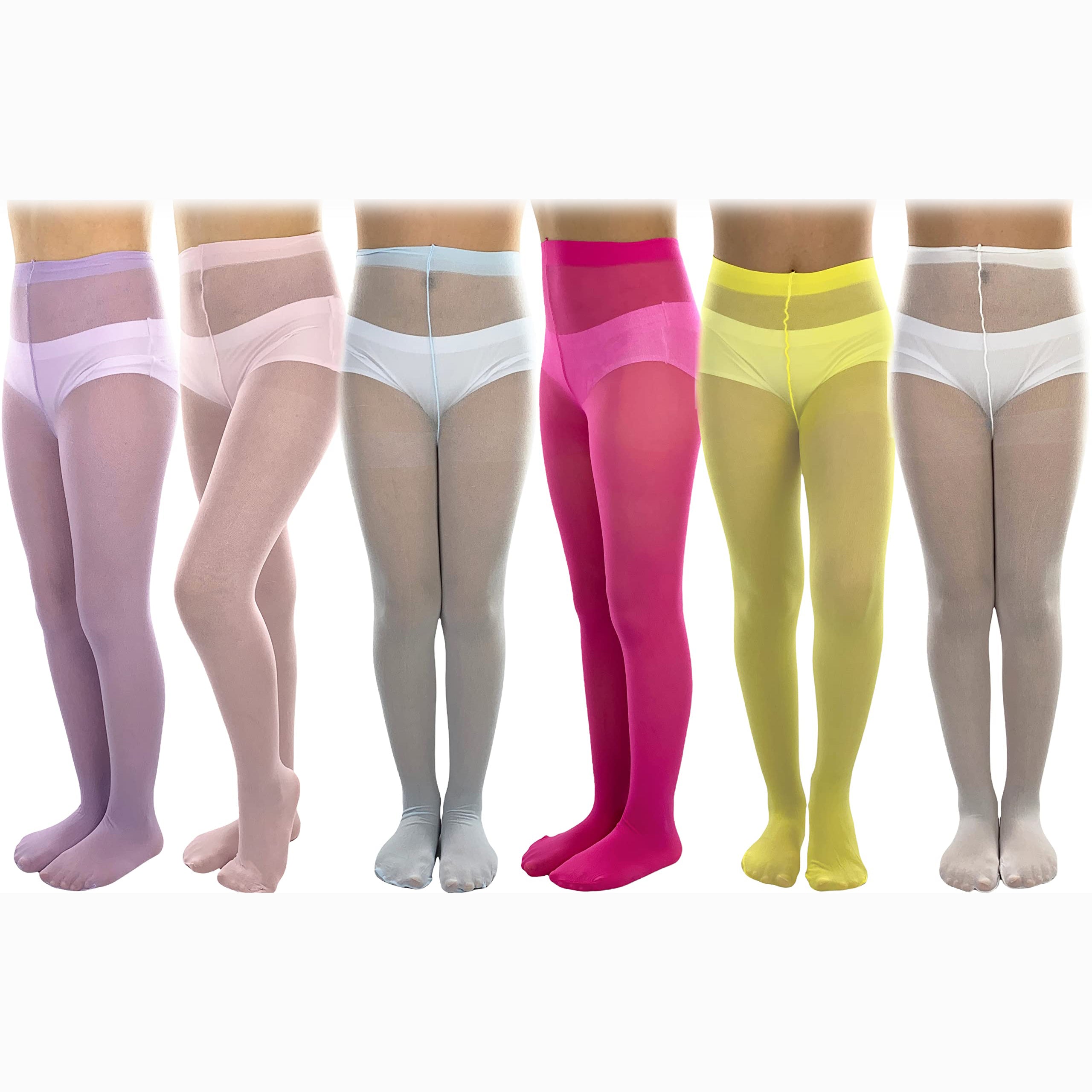 6-Pack: ToBeInStyle Girls Opaque Nylon Pantyhose Tights Solid Color Sale Finishline