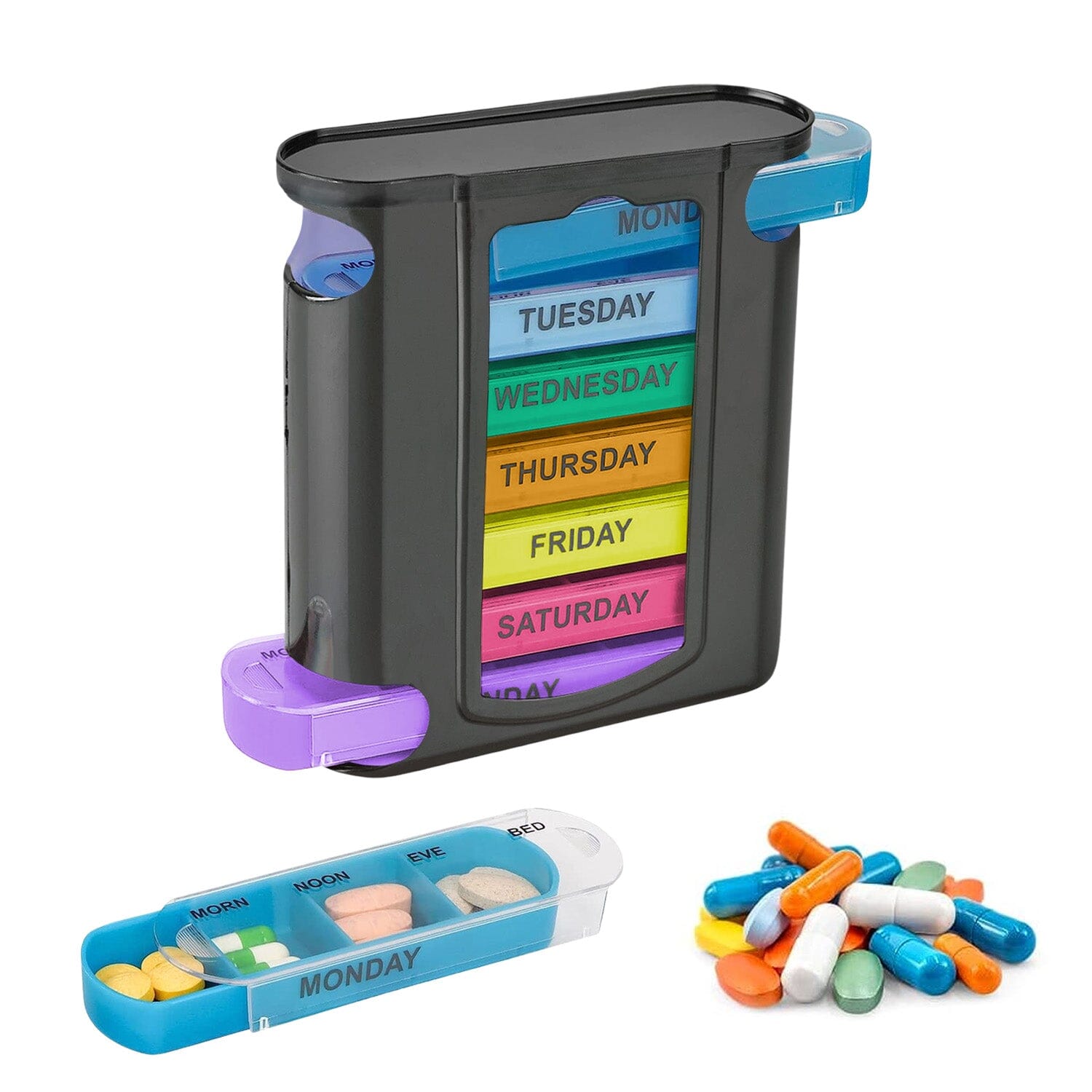 4 Times A Day, Black 7 Day Stackable Daily Pill And Medicine Organizer Buy Cheap Shop