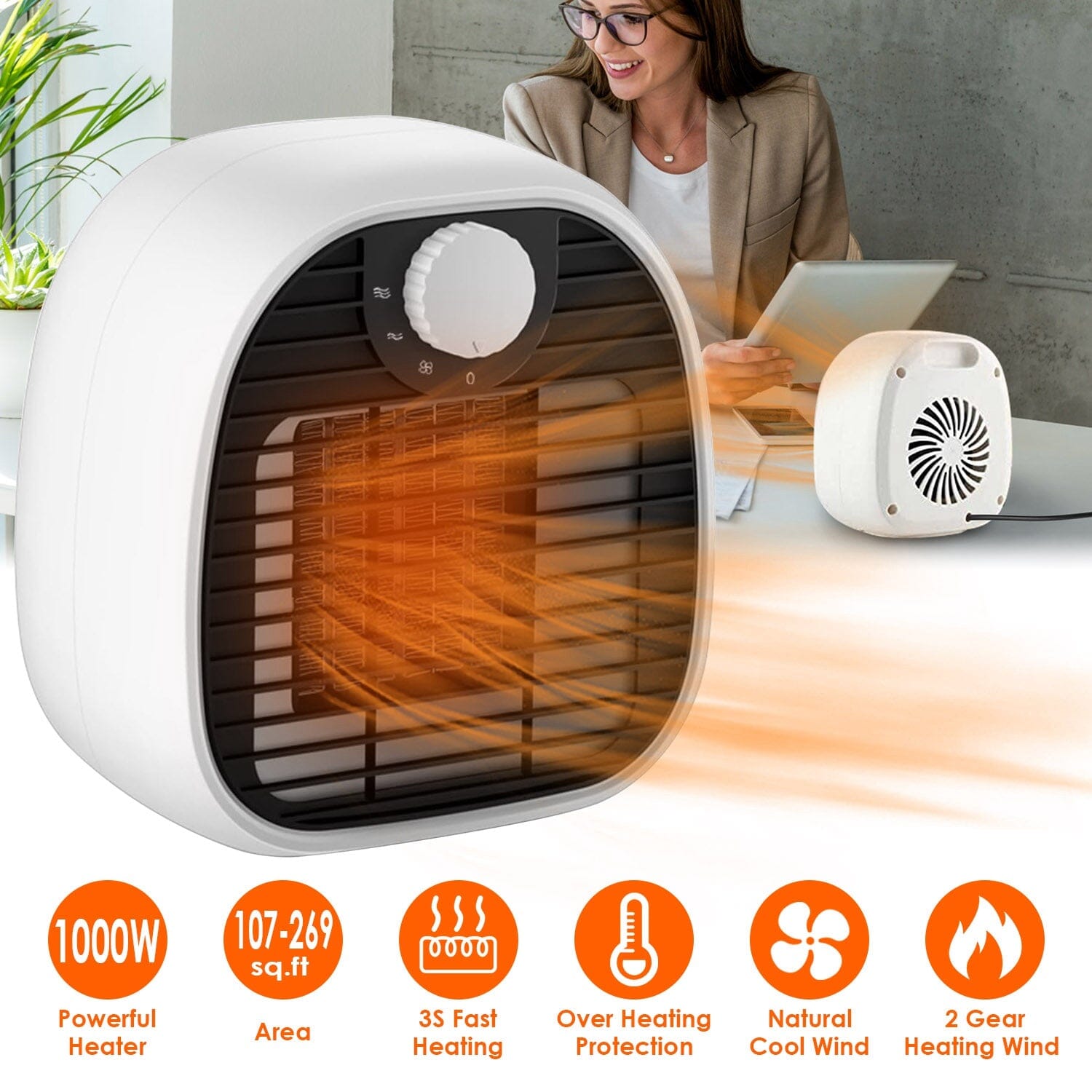 1000W Portable Electric Heater Sale Real