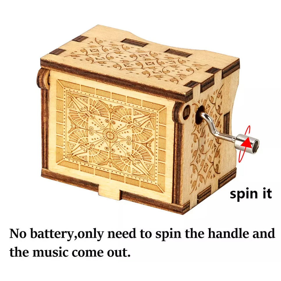 Hand Crank Vintage Wood Carved Sunshine Musical Box Choice Cheap Pice