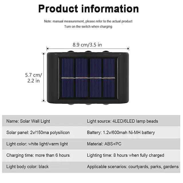 2-Pieces: Outdoor Wall Light Solar Waterproof LED Light Clearance Geniue Stockist