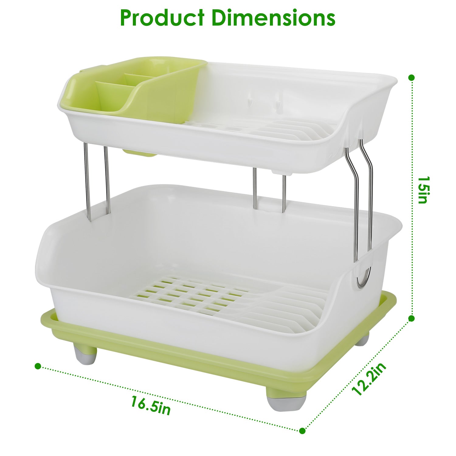 2-Tier Dish Drying Rack Cutlery Drainer Free Shipping Finishline