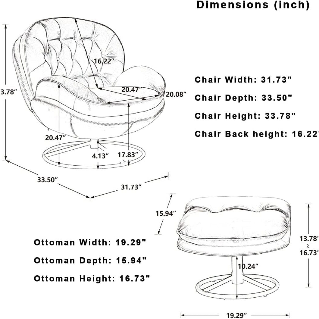 Velvet Swivel Accent Chair with Ottoman Set Cheap Sale Reliable