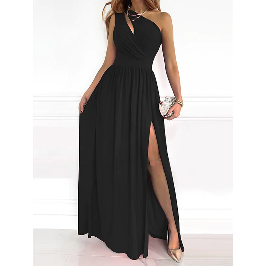 Women's Sleeveless One Shoulder Elegant Dress Discount Outlet Store