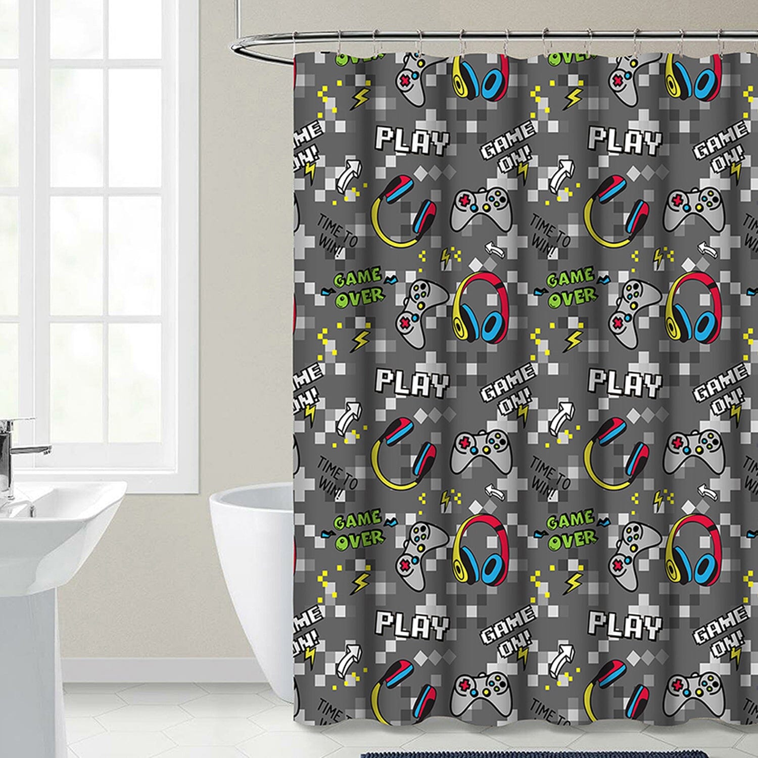 Kidz Mix Game on Glow-in-the-Dark Shower Curtain Clearance Choice