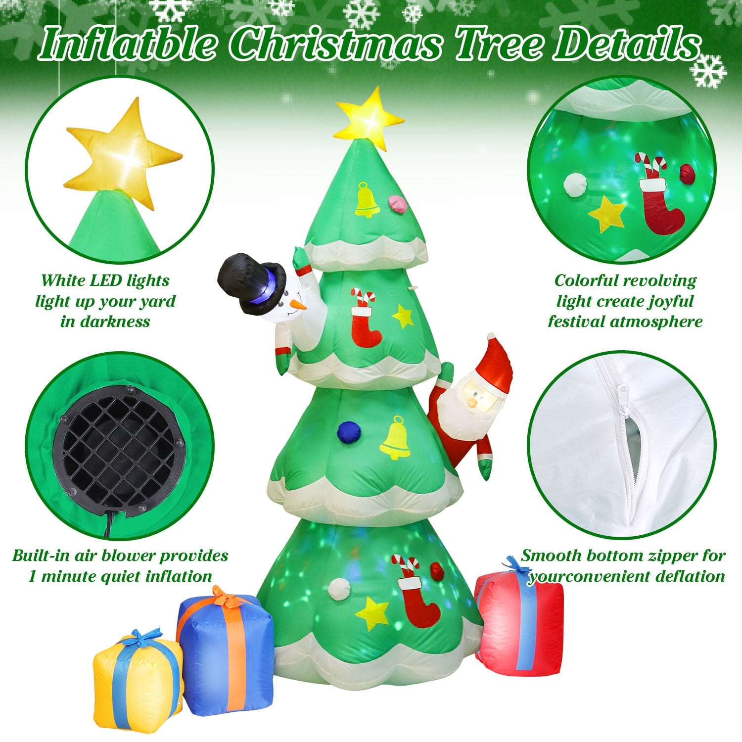 Christmas Tree Inflatable Decoration with LED Light Built-in Air Blower Discount Footaction