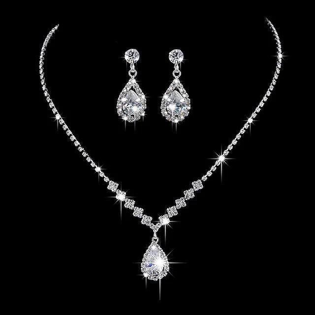 3-Piece: Women's Diamond Necklace Earrings Set Sale 2025 Unisex