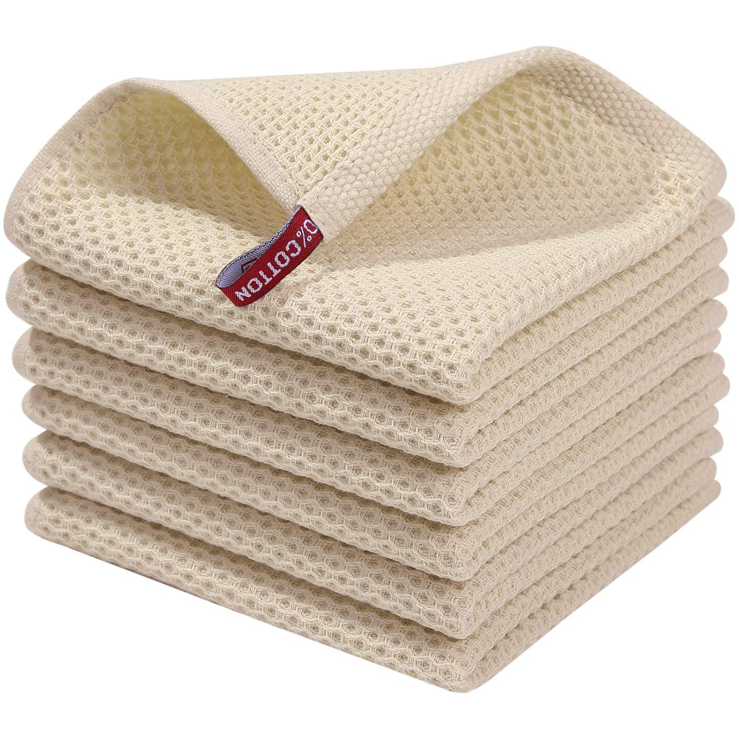 6-Pack: Cotton Waffle Woven Kitchen Towel Sale New