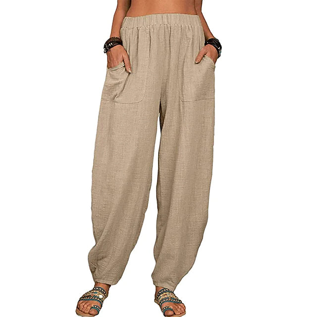 Women's Linen High Waist Wide Leg Pants Discount 2025 New