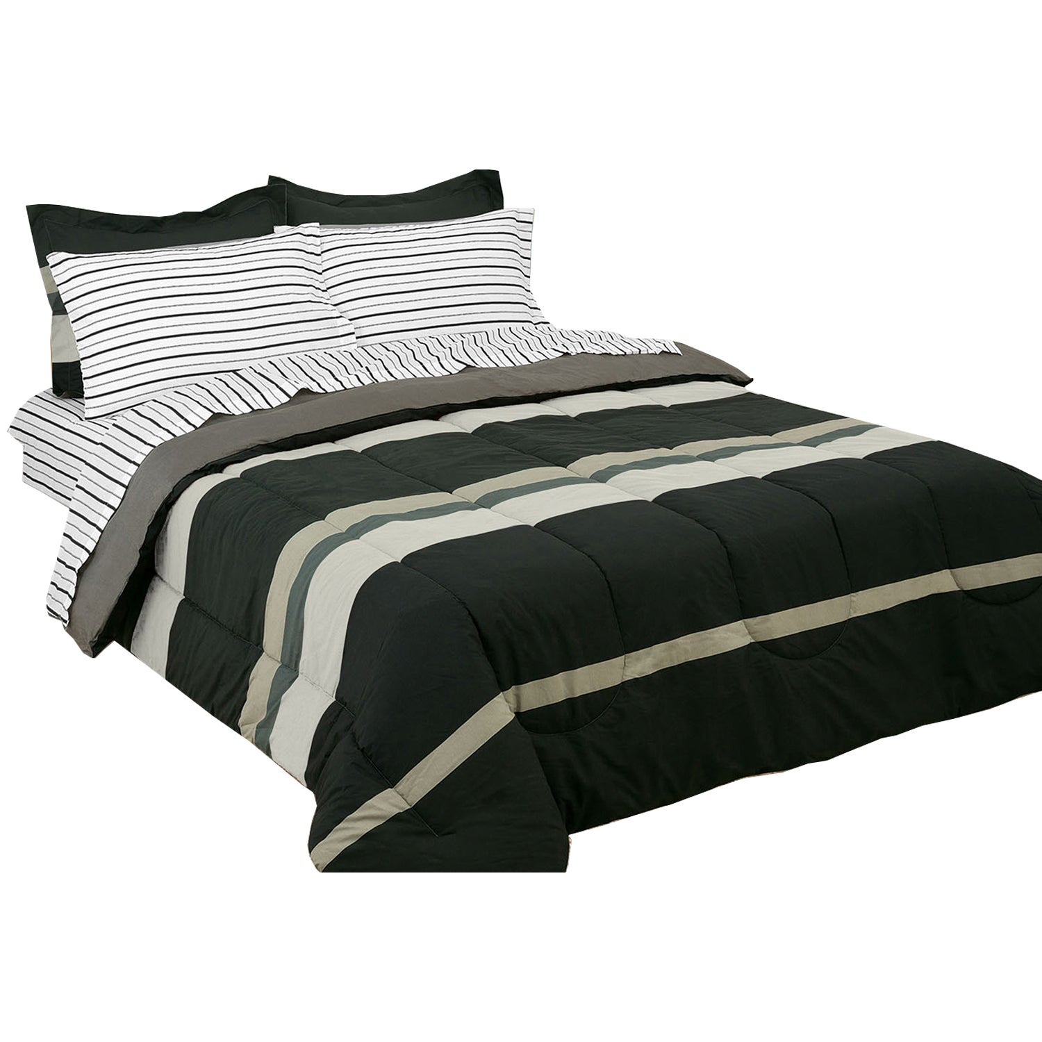 Brooklyn Flat Rugby Stripe Bed-in-a-Bag Set Supply