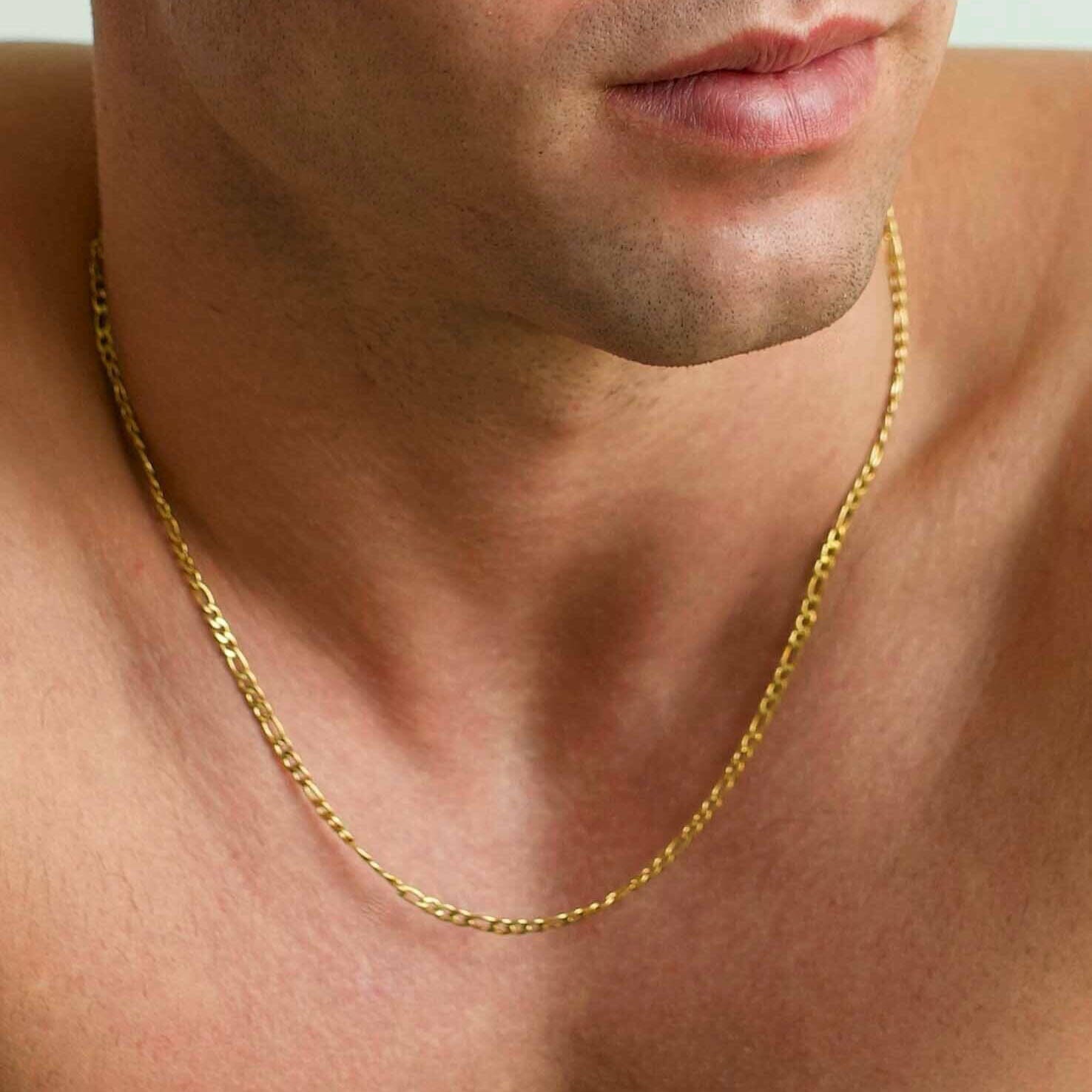 10K Solid Gold 3MM Italian Figaro Chain Link Pendant Necklace Official Site For Sale