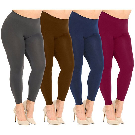 4-Pack: Plus Size Women's Ultra-Soft Stretchy Solid Yoga Leggings Huge Surprise Cheap Pice