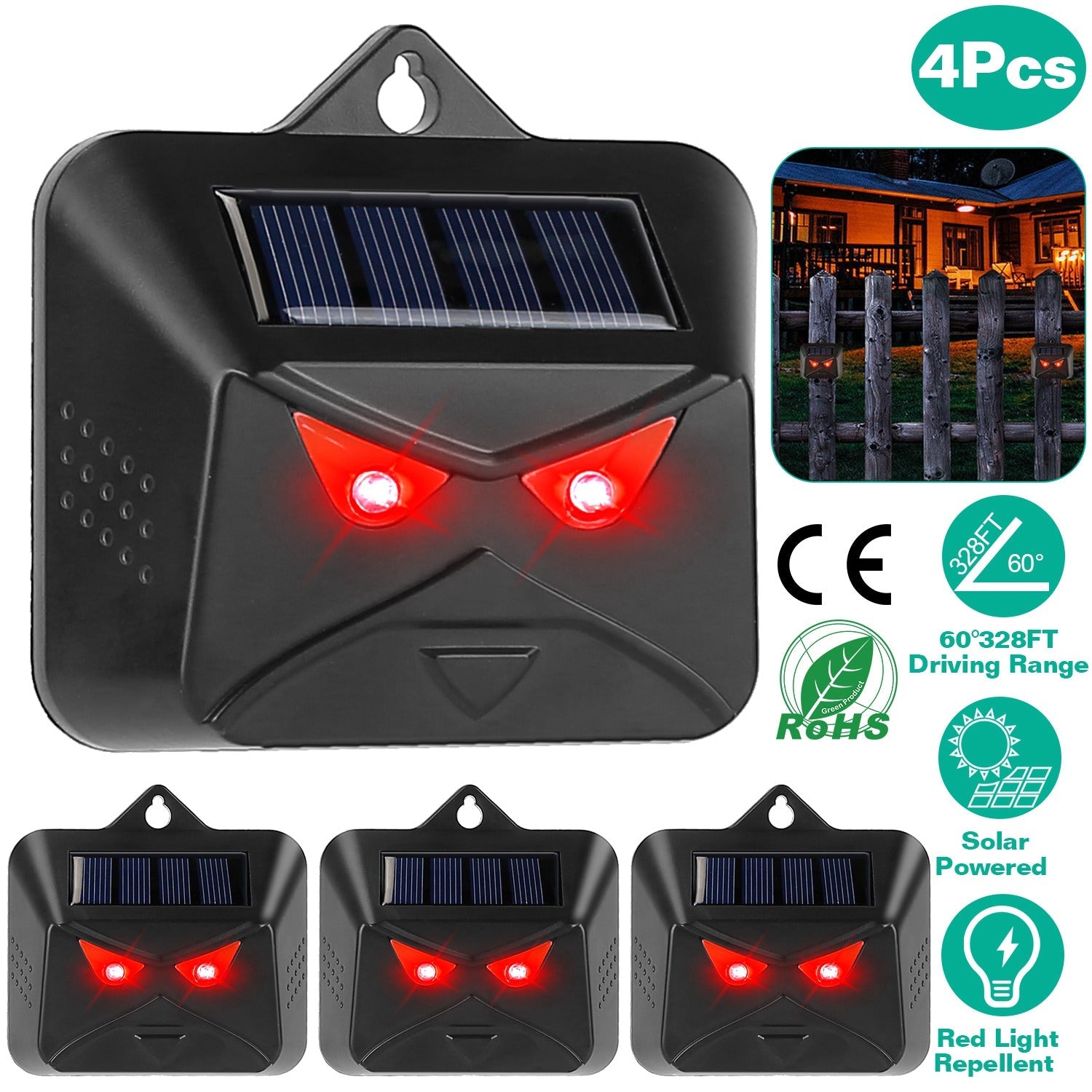 4-Piece: Solar Predator Control Light Cheap Sale Explore