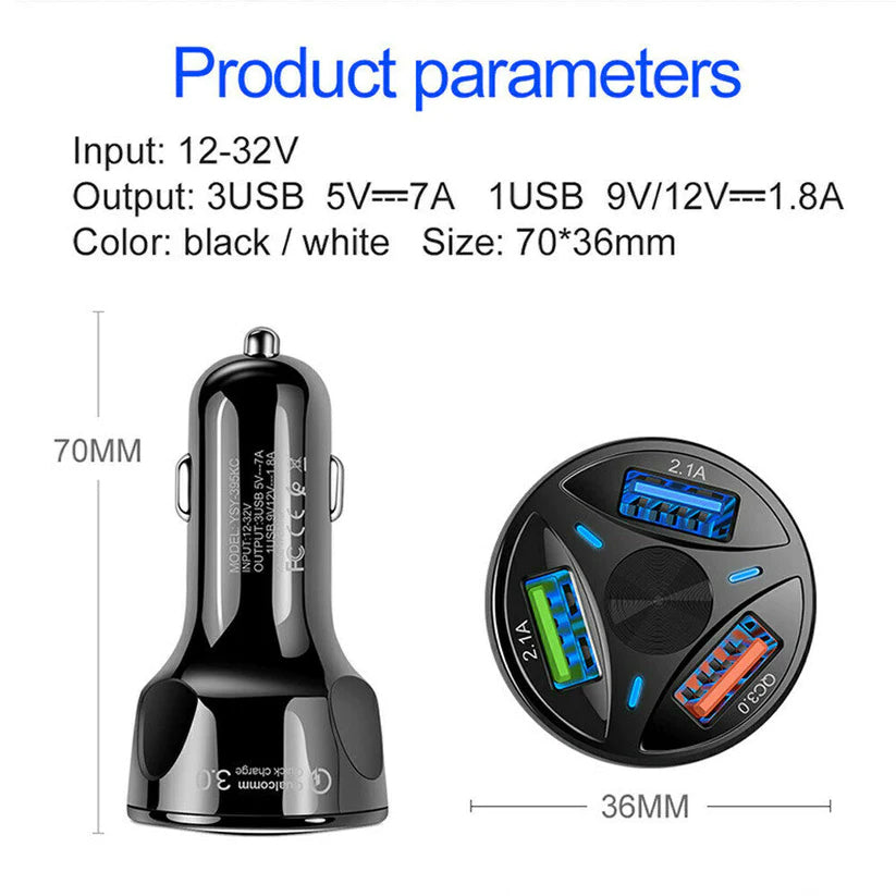 3-Port LED Car Charger Cheap With Mastercard