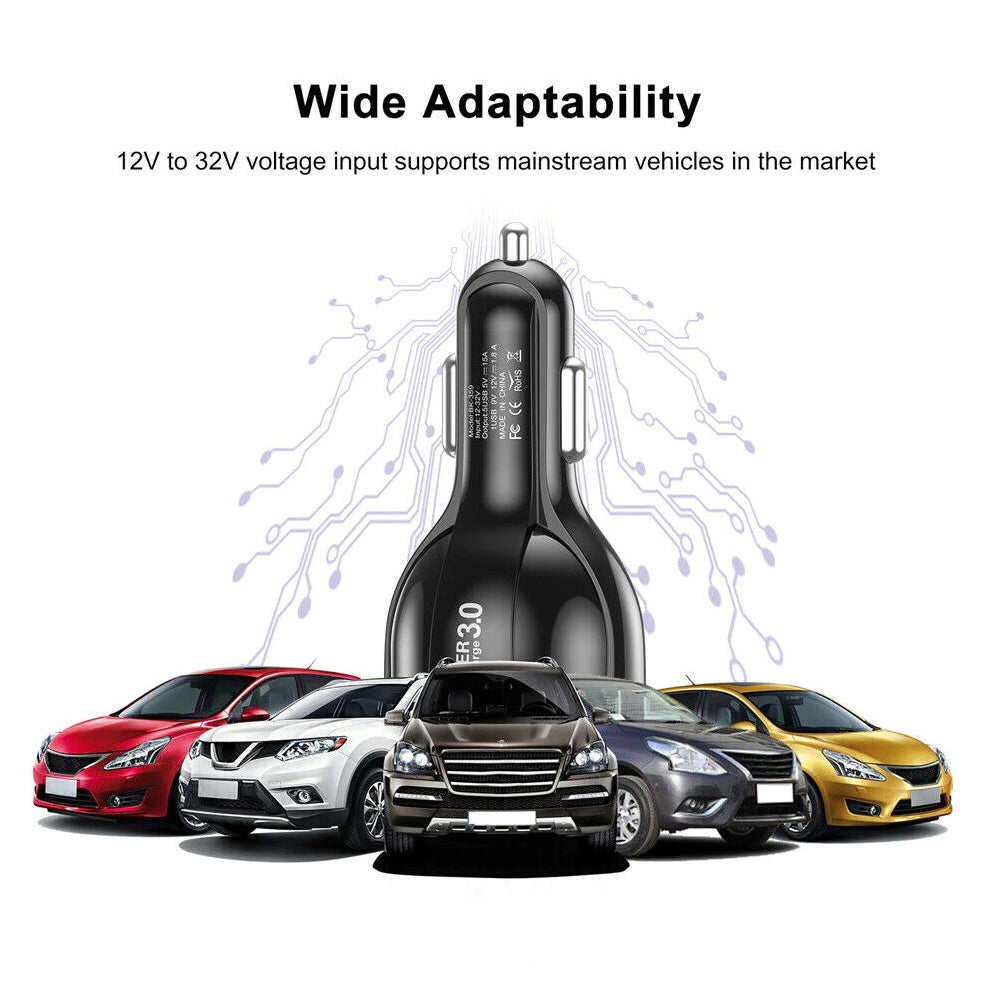 5 Port USB Fast Car Charger with LED Display Grey Outlet Store Online