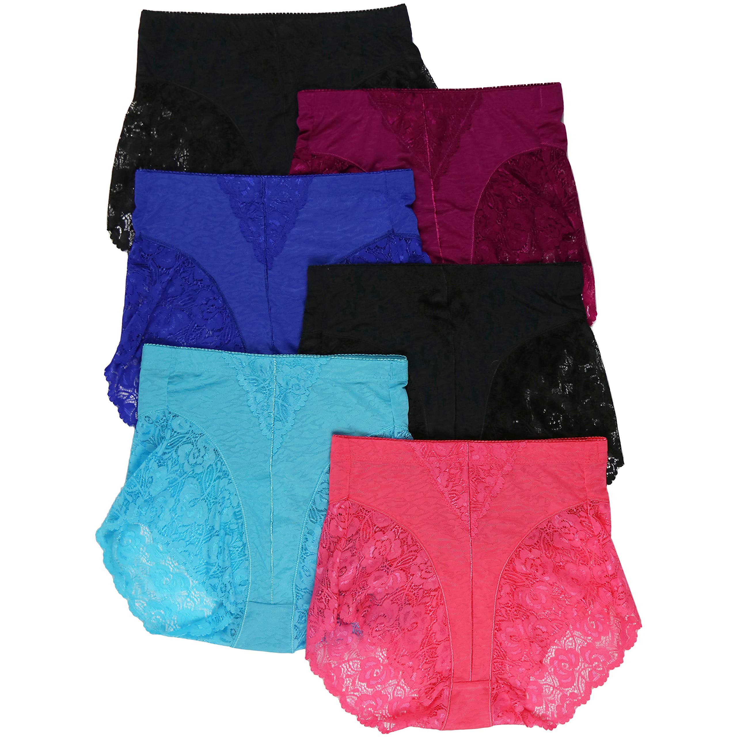 6-Pack: Women's High Rise Exquisite Lace Leg Opening Design Assorted Briefs Outlet Online Shop