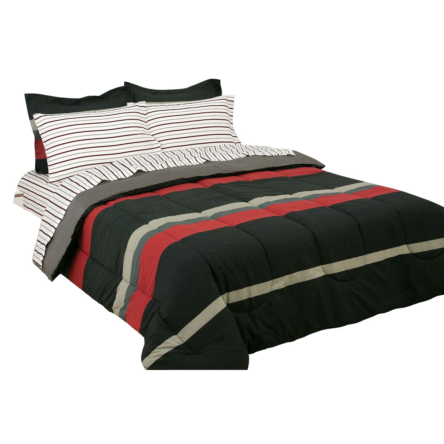 Brooklyn Flat Rugby Stripe Bed-in-a-Bag Set Supply