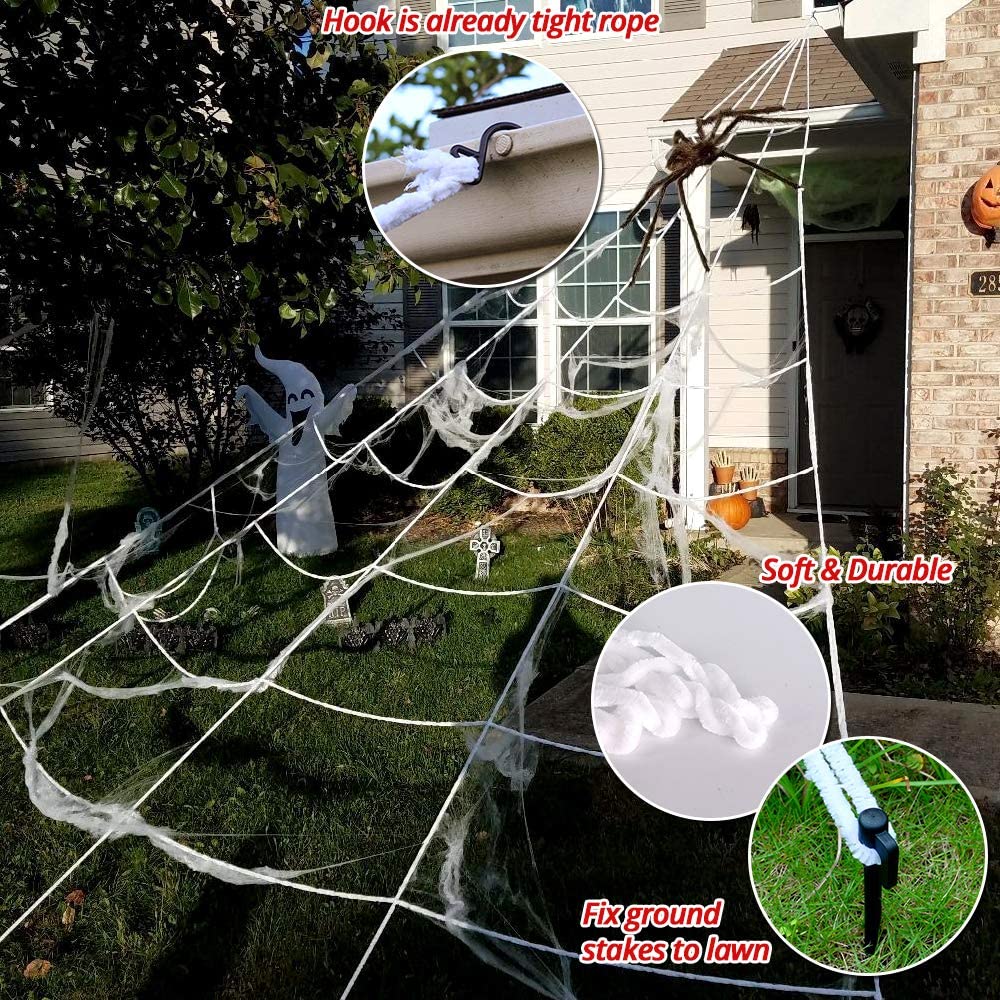 200 Halloween Spider Web and 59 Giant Spider Decoration Really Cheap