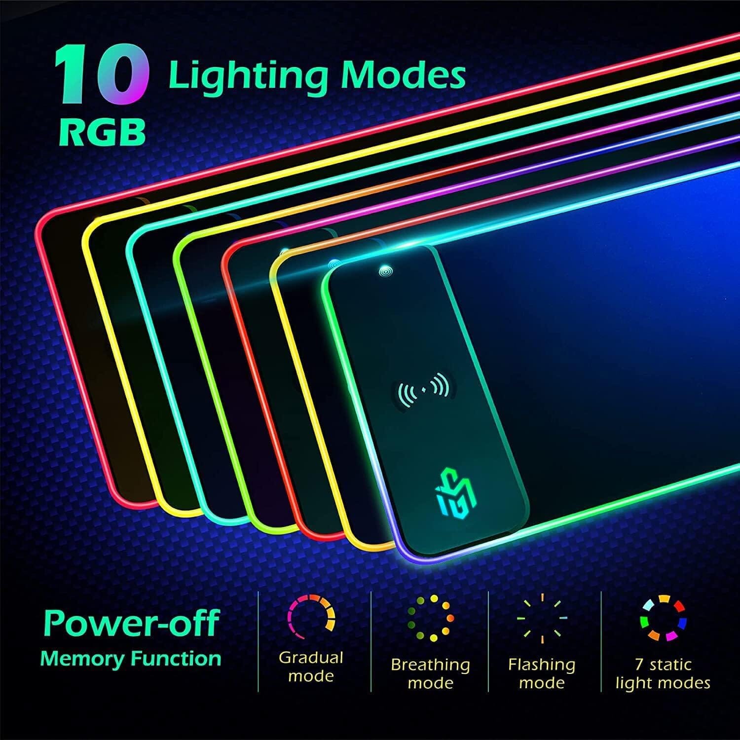 GIM Wireless Charging RGB Gaming Mouse Pad 10W  (Refurbished) Discount Inexpensive