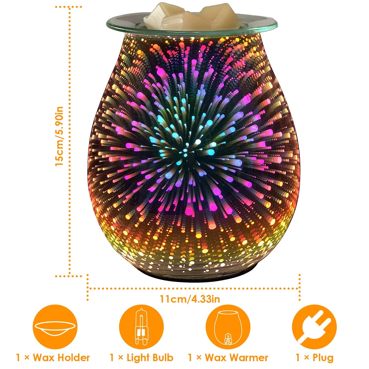 3D Fireworks Glass Wax Warmer Electric Wax Burner Night Lamp Big Sale Cheap Online