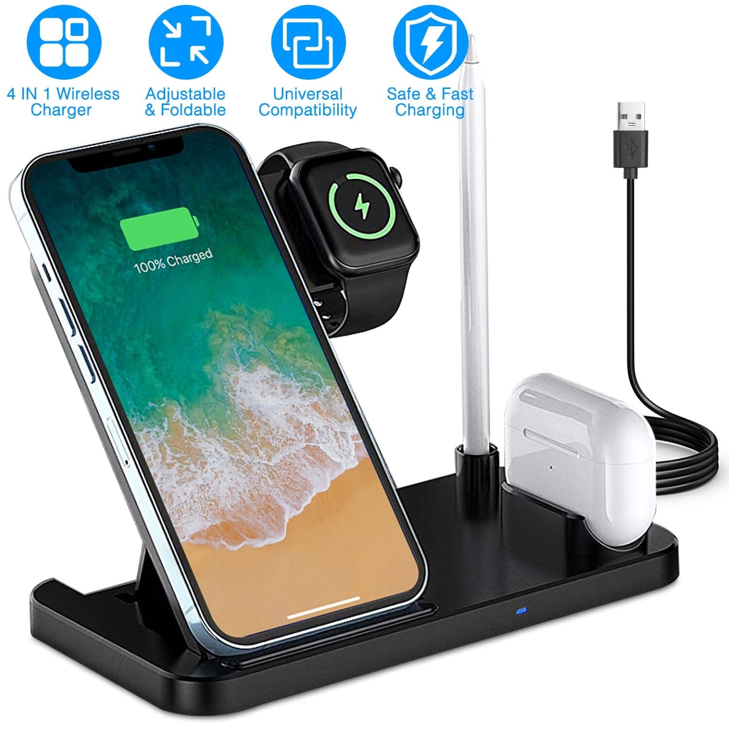 4-in-1 Foldable Wireless Charger Cheap Sale Shop For