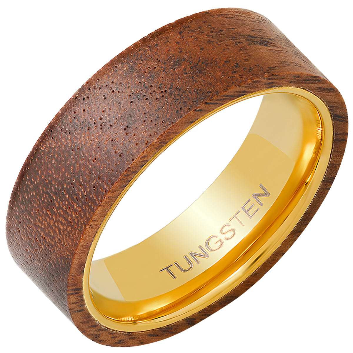 Men's 18k Gold Plated Tungsten and Wood Band Ring Choice